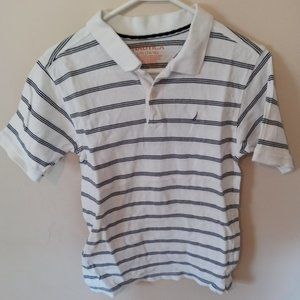 Nautica Boys L 14/16 White Striped Polo